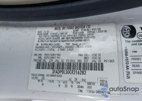 2012 Ford Fusion Hybrid из США, поврежденный, VIN 3FADP0L30CR216282